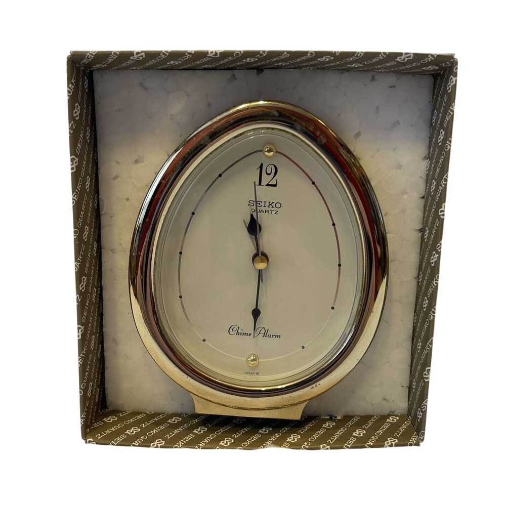 FOR‎ PARTS Vintage Seiko Quartz Chime Alarm Clock Gold Tone